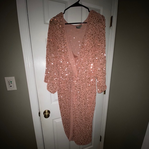 ASOS Blush Sequin Kimono Dress - Picture 2 of 6